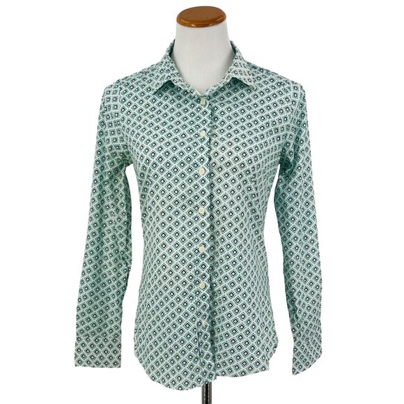 J. Crew Tops - J.Crew “The Perfect Shirt” Vintage Inspired Geometric Print Button-Down Long Sle